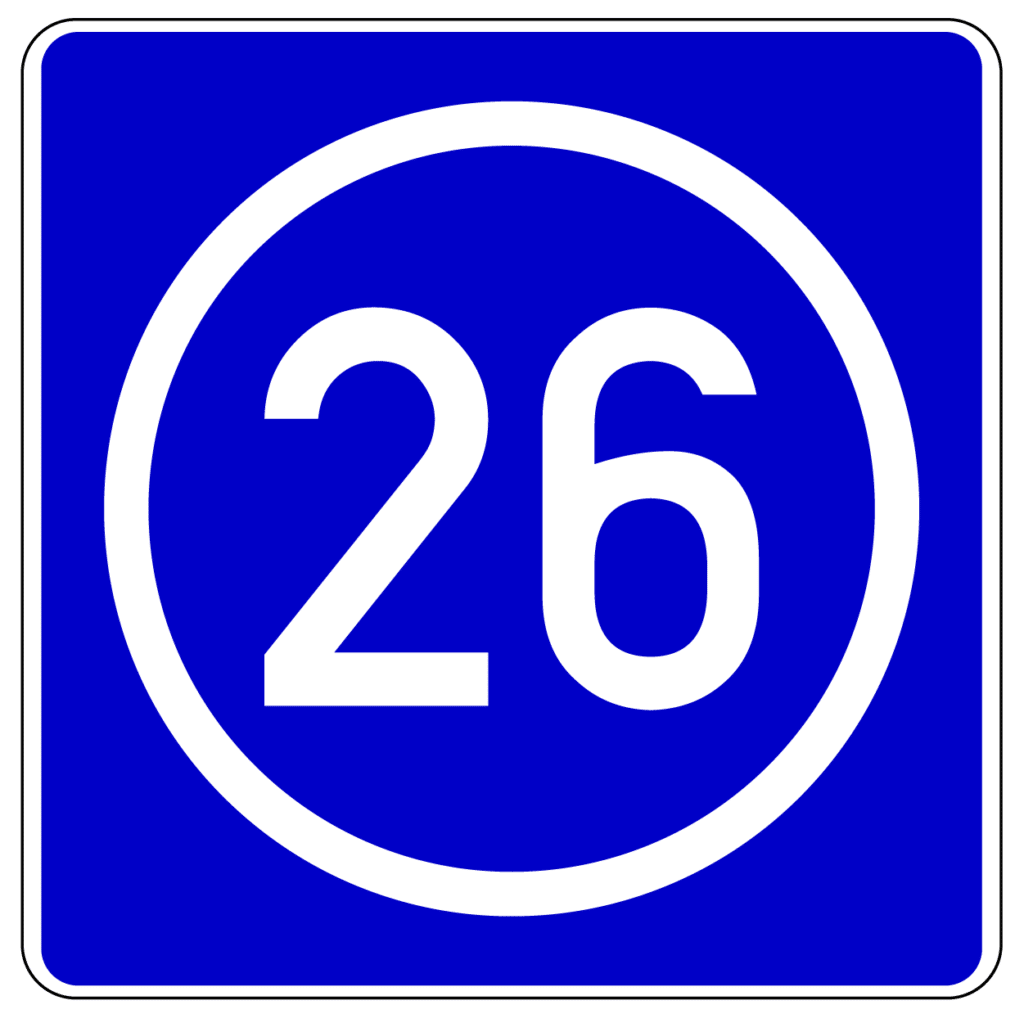 VZ 406: Nummer des Knotenpunkts bei Autobahnen