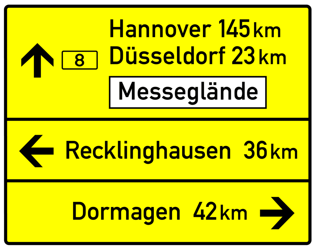 VZ 434: Tabellenwegweiser