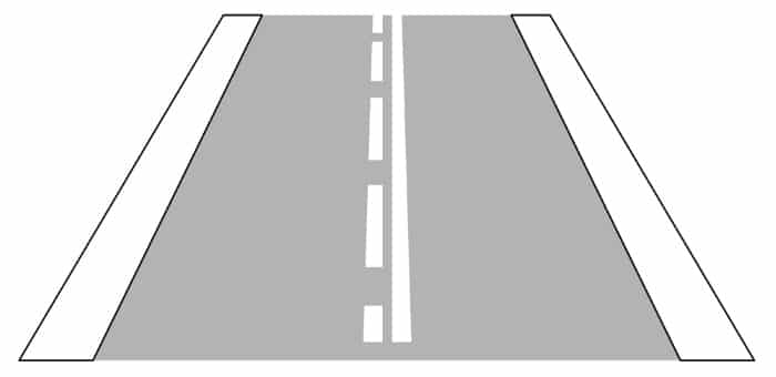 Verkehrszeichen Nu. 296: So sieht die einseitige Fahrstreifenbegrenzung aus.