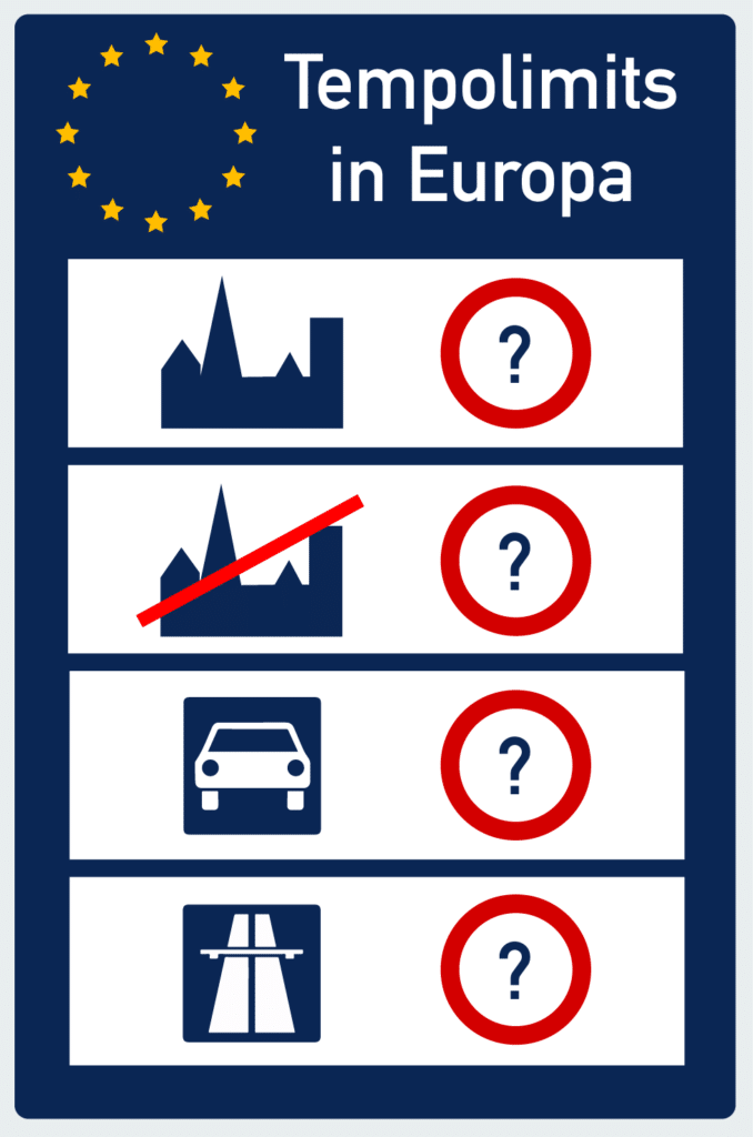 Autofahrer werden in Europa über das Tempolimit, das in einem Land gilt, am Grenzübergang informiert.