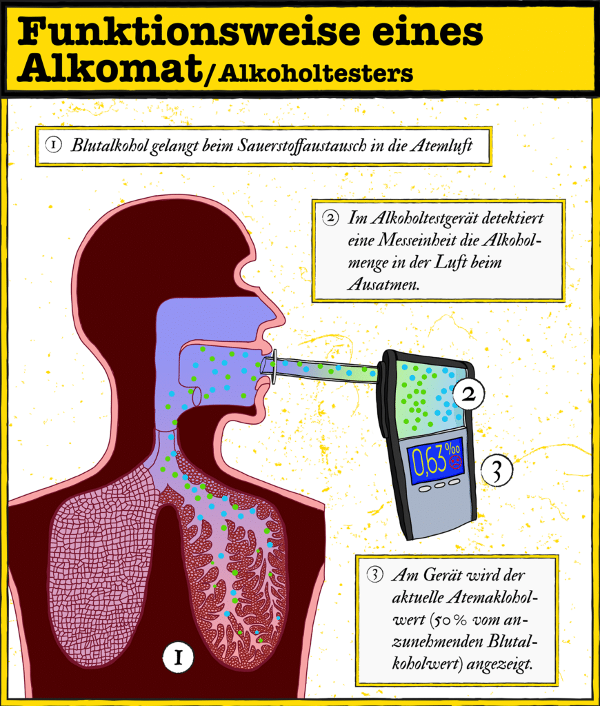 Infografik zum Alkomat: Wie funktioniert ein Alkoholtest?