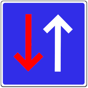 Verkehrszeichen 308: Vorfahrt vor dem Gegenverkehr