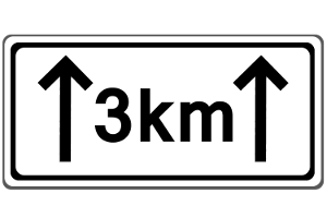 Das Zusatzzeichen 1001-31 besagt, dass die Regel für eine Strecke von 3 km gilt.